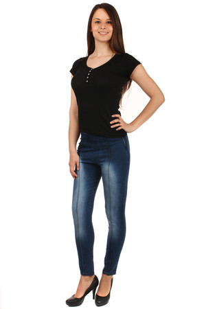 Nowoczesne damskie proste legginsy jeansowe. 90% bawełna, 10% elastan.