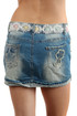 Damska jeansowa mini spódniczka z kwiatowym haftem