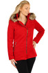 Damska czerwona kurtka z futerkiem na kapturze