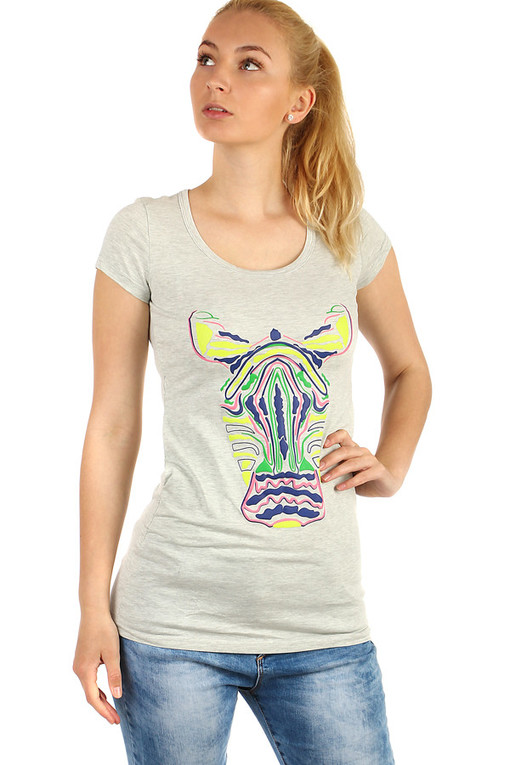 Damski długi t-shirt z nadrukiem zebry