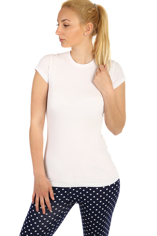 Damski bawełniany t-shirt z krótkim rękawem w jednolitym kolorze