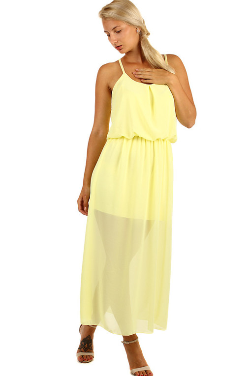 Szyfonowa sukienka maxi w jednolitym kolorze