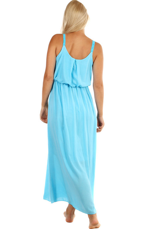 Sukienka maxi w jednolitym kolorze z koronkowymi ramiączkami