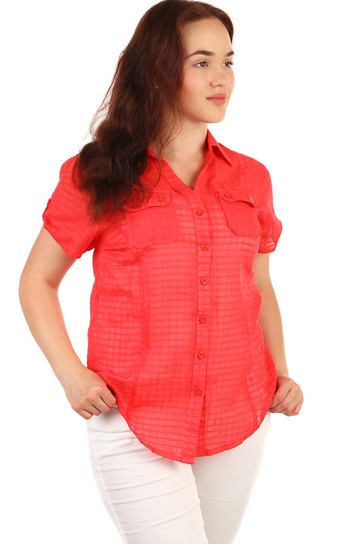 Bawełniana bluzka damska z krótkim rękawem dla osób o pełnej figurze