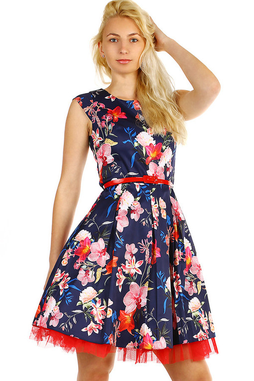 Damska sukienka retro z kwiatowym wzorem