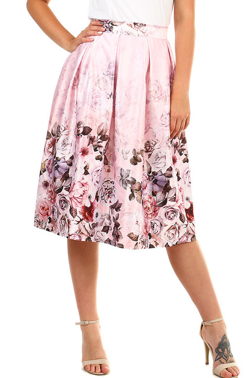 Damska spódnica midi z kwiatowym nadrukiem