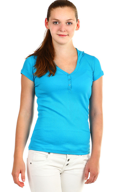 Damska bluzka z kapturem w jednolitym kolorze