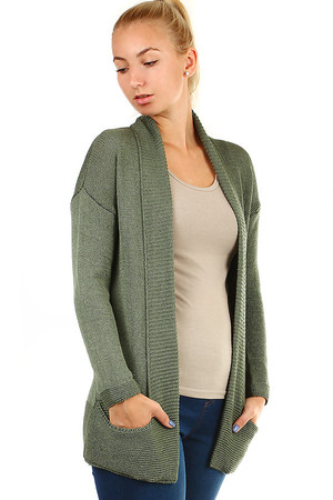Damski sweter dzianinowy w jednolitym kolorze bez zapięcia. 88% akryl, 12% nylon