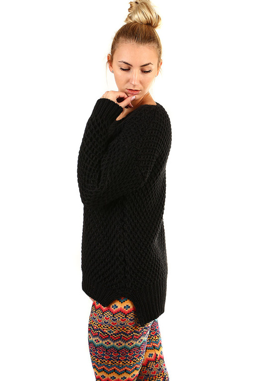 Damski sweter dzianinowy z szorstkim wzorem