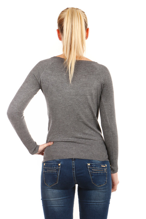 Damski sweter w jednolitym kolorze