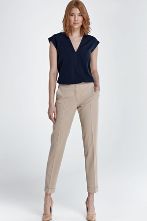 Spodnie biznesowe damskie monochromatyczny design zwężany krój nogawki normalna wygodna wysokość w talii dwie kieszenie