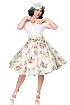 Vintage kwiatowa spódnica damska na wiosnę lub lato romantyczny wygląd retro okrągły krój, który podkreśli Twoje