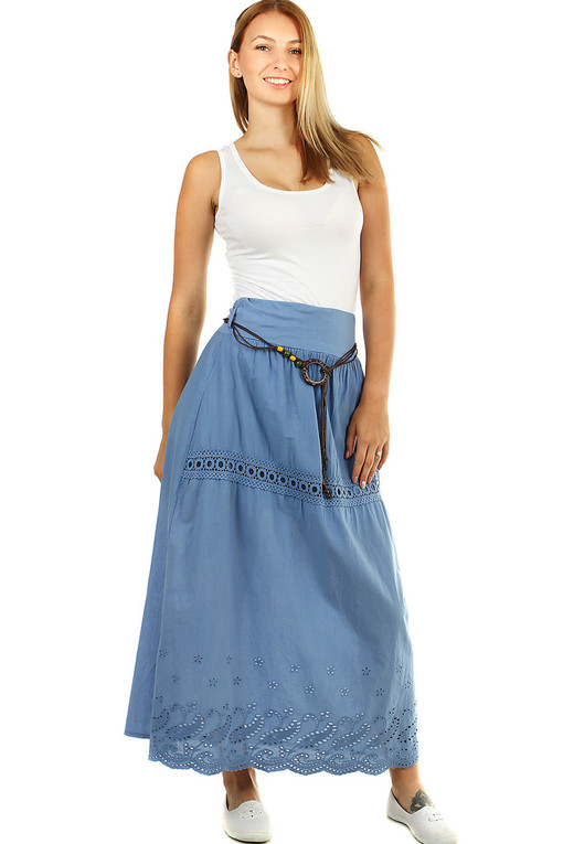 Damska długa spódnica w jednolitym kolorze z wzorem