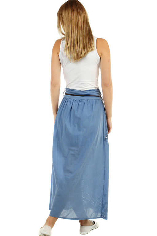 Damska długa spódnica w jednolitym kolorze z wzorem