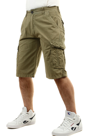 Szorty męskie w jednolitym kolorze z kieszeniami długość powyżej kolana stała talia z zapięciem na suwak i guzik