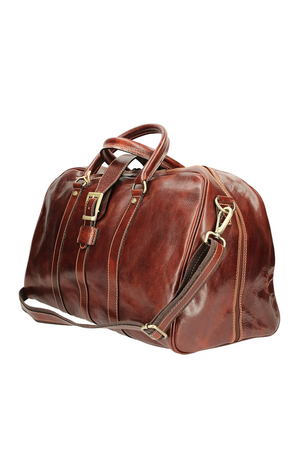 Ponadczasowa skórzana torba podróżna - wyprodukowana we Włoszech Ponadczasowy styl vintage - skórzane wykończenie