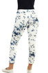 Damskie białe spodnie dresowe o długości 7/8 z niebieskim nadrukiem