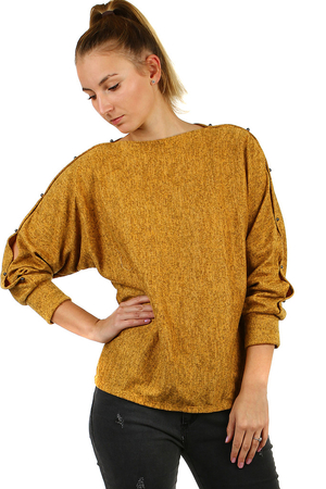 Elegancki t-shirt damski monochromatyczny meliert design bluza grubszy materiał luźny, wygodny krój, który ukrywa