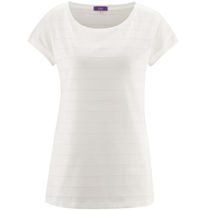 Damski T-shirt z bawełny organicznej z perforowanym wzorem od niemieckiej marki LIVING CRAFTS monochromatyczny design