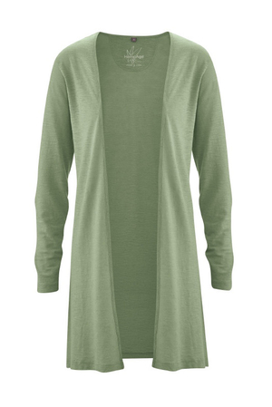 Kardigan damski w jednolitym kolorze z bawełny organicznej i konopi z kolekcji mody zrównoważonej HempAge minimalistyczny