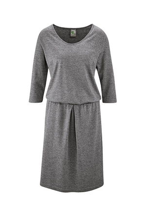 Damska sukienka ECO z rękawami 3/4: materiały naturalne bawełna organiczna i konopie proste cięcie jednobarwny rozcięcie
