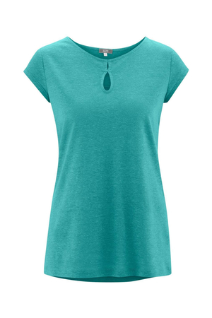 Damski t-shirt ekologiczny w jednolitym kolorze od niemieckiego producenta mody ekologicznej Living Crafts. jednolity wzór