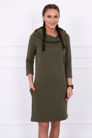 Bawełniana sukienka damska jest niezwykle wygodna i przyjemna w noszeniu monochromatyczny design wyższy kołnierz z