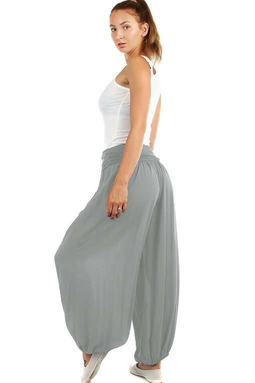 Damskie spodnie haremowe w jednolitym kolorze