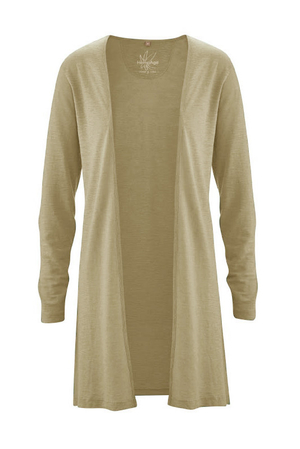 Kardigan damski w jednolitym kolorze z bawełny organicznej i konopi z kolekcji mody zrównoważonej HempAge minimalistyczny