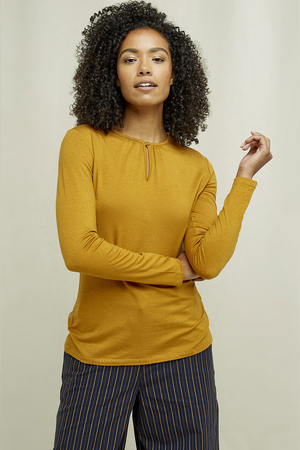 Kobieca koszula ciekawe wycięcie w dekolt długie rękawy klasyczna długość Angielska marka PeopleTree sustainable