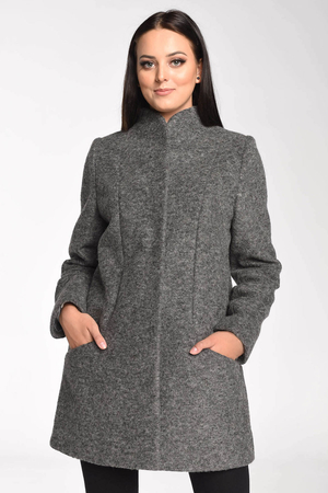 Klasyczny wełniany płaszcz damski ze stójką uniwersalny krój zapinany na ukryty guzik z prawdziwej 100% wełny
