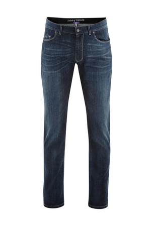 Męskie jeansy od niemieckiej marki Living Crafts klasyczny krój cztery duże i jedna mała kieszeń szlufki na pasek