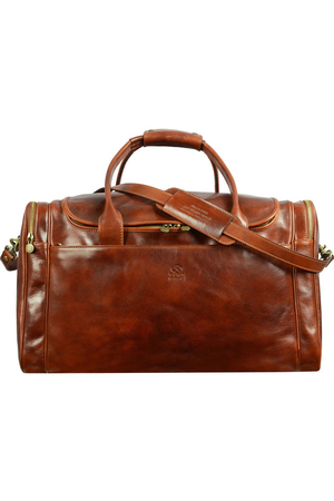 Włoska skórzana torba podróżna z luksusowej serii Premium. Brązowa torebka skórzana o klasycznym kształcie, wykonana z