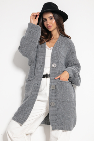 Wool oversized button-up sweater 100% wełna dostosowuje się do każdej sylwetki ukrywa niedoskonałości dłuższy fason