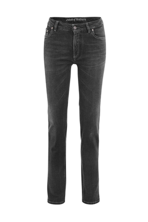 Kobiece czarne EKO jeansy zrównoważona moda niemiecka marka Living Crafts z 2 % elastanu fine fit wygodny do codziennego