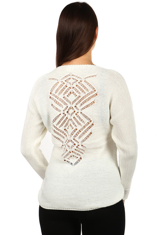 Damski sweter dzianinowy z ornamentem na plecach