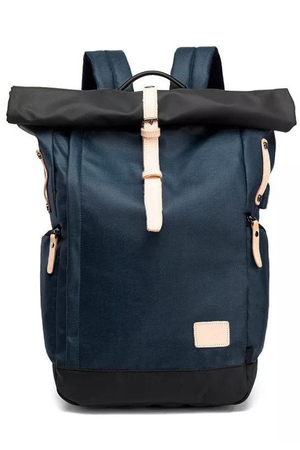 Duży plecak roll-top wykonany z nieprzemakalnego materiału do szkoły, do podróży i codziennego noszenia wewnętrzna