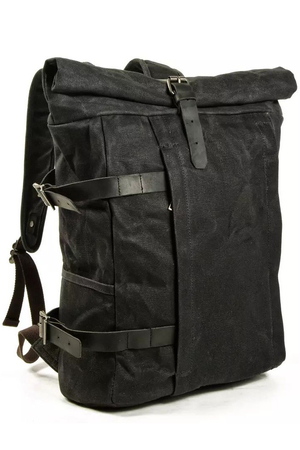 Plecak podróżny zwijany, płócienny, nowoczesny design unisex design ze skórzanymi dodatkami wodoodporne wykończenie