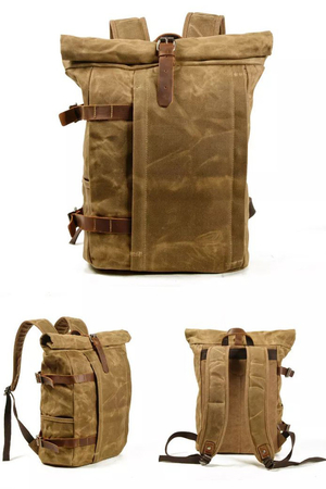 Plecak podróżny zwijany, płócienny, nowoczesny design unisex design ze skórzanymi dodatkami wodoodporne wykończenie