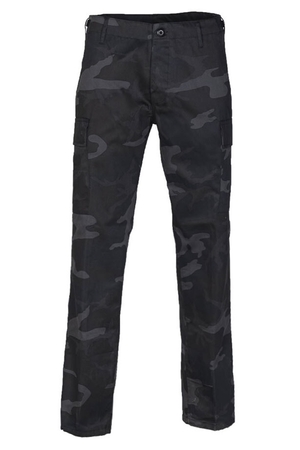 Spodnie męskie z ciemnym nadrukiem kamuflażu: Zapinane na guziki z krytymi klapami Klasyczne BDU (Battle Dress Uniform)