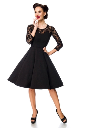 Luksusowa czarna sukienka z koronką koronkowa góra rękawy 3/4 zamszowa koronka na delikatnym tiulu gorset z dekoltem w