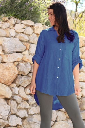 Koszula lniana EKO dla kobiet monochromatyczny design doskonałe właściwości termoregulacyjne i antybakteryjne 100% len