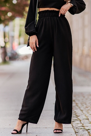 Kobiece spodnie palazzo na każdą okazję monochromatyczne wysoki stan szeroki elastyczny pas ukryte kieszenie boczne