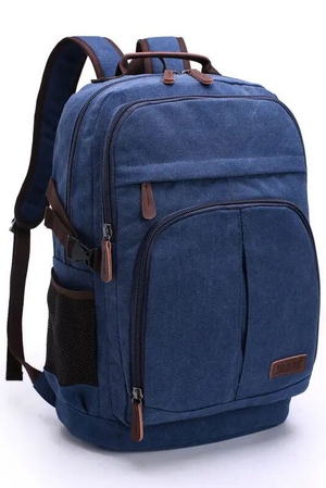 Duży plecak studencki: dla wymagających studentów w nowoczesnym płóciennym designie ze skórzanymi detalami dwie duże