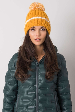 Ciepła czapka na zimę monochromatyczna z kontrastowym paskiem z zabawnym pomponem podszewka z polaru z mieszanki wełny